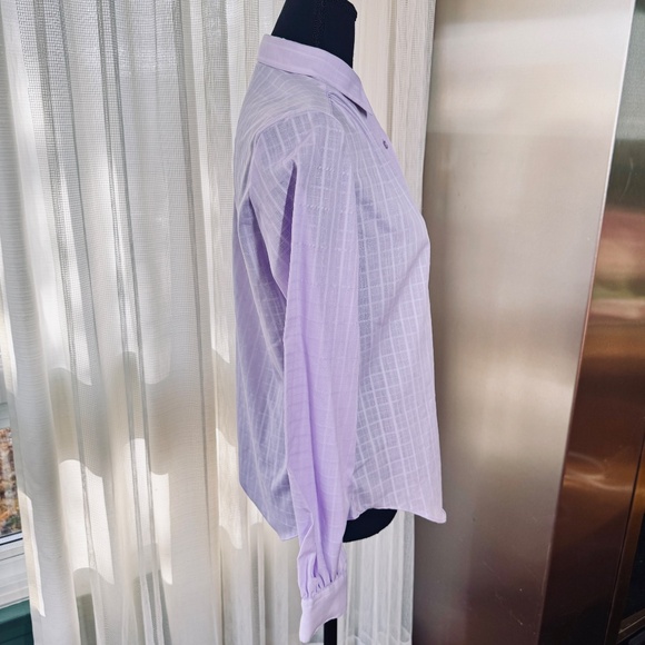 Vintage 1980s blouse, lavender/lilac check, NWT Susan Van Heusen, 6/8 (M) - Picture 9 of 12